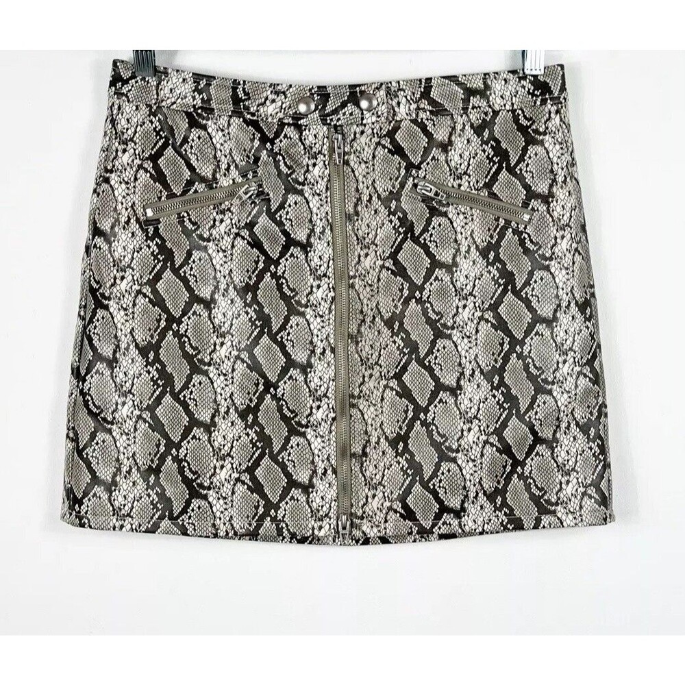 BlankNYC Mini Skirt Womens Size 29 Faux Leather Snake Print Moto Exposed Zipper